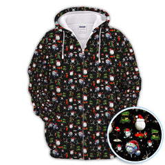 Maxcorners Funny Christmas Golf Shirt, Pattern Golf Polos For Men, Xmas Golf Shirt For Golfers