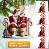 Maxcorners Custom Name and Photo Santa Ornament, Santa and Baby Christmas Ornament 2D Flat LM2111