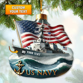Maxcorners Custom Name and Number US Navy Ornament, US Navy Christmas Gift 2D Flat LM2111