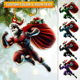 Maxcorners Custom Name Work Out Santa Ornament, Christmas Gift Decoration 2D Flat LM2111