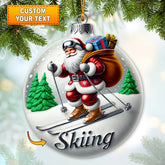 Maxcorners Custom Ornament, Christmas Santa Skiing Ornament, Christmas Decor 2D Flat LM2211