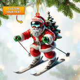Maxcorners Santa Skiing Christmas Ornament, Personalized Ornament 2D Flat LM2211