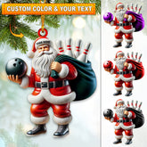 Maxcorners Bowling Santa Christmas Home Decor Christmas Ornament, Personalized Ornament 2D Flat LM2211
