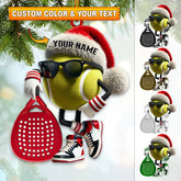 Maxcorners Custom Name Padel Ornament, Tennis Ornament, Christmas Gift for Tennis Lover 2D Flat LM2111
