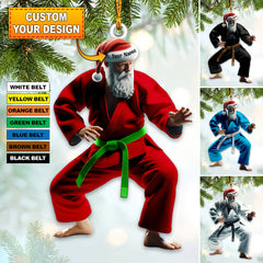 Maxcorners Custom Name Karate Santa Ornament, Karate Christmas Gift 2D Flat LM2211