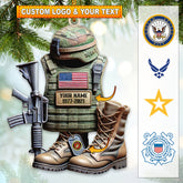 Maxcorners Custom Name U.S. Veteran Ornament Ornament, U.S. Veteran Memorial Christmas Gift 2D Flat LM2111