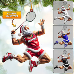 Maxcorners Santa Plays Badminton Christmas Ornament, Personalized Ornament 2D Flat LM2211