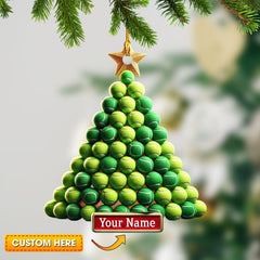 Maxcorners Tennis Ball Tree Christmas Ornament, Personalized Ornament 2D Flat LM2211