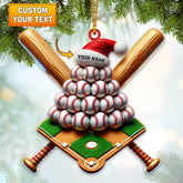 Maxcorners Custom Name Baseball Ornament, Baseball Lover Christmas Gift3 2D Flat LM2111