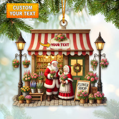 Maxcorners Custom Name Flower Shop Ornament, Flower Shop Christmas Decoration 2D Flat LM2111