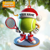 Maxcorners Custom Name Tennis Ornament, Tennis Christmas Gift 2D Flat LM2211