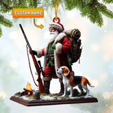 Maxcorners Santa And Dog Christmas Ornament, Personalized Ornament 2D Flat LM2211