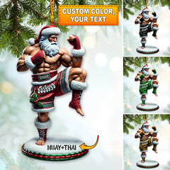 Maxcorners Custom Name Muay Thai Ornament, Muay Thai Santa Christmas Gift 2D Flat LM2111