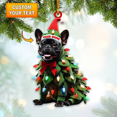 Maxcorners Custom Name French Bulldog Ornament, Dog Christmas Gift Decoration 2D Flat LM2111