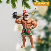Maxcorners Weightlifting Santa, Home Decor, Christmas Ornament, Personalized Ornamentss 2D Flat LM2111