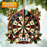 Maxcorners Custom Name Dart Ornament, Christmas Gift for Dart Player 2D Flat LM2211