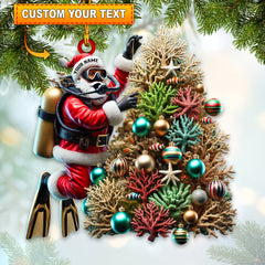 Maxcorners Custom Name Diving Santa Ornament, Santa Christmas Gift 2D Flat LM2111