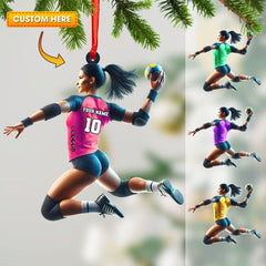 Maxcorners Custom Ornament, Handball Woman Ornament, Christmas Decor 2D Flat LM2211