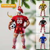 Maxcorners Soccer Santa Christmas Ornament, Personalized Ornament 2D Flat LM2211