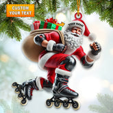 Maxcorners Santa Inline Skate Skating Home Decor Christmas Ornament, Personalized Ornament 2D Flat LM2211