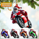 Maxcorners Santa Motobike Christmas Ornament, Personalized Ornament 2D Flat LM2211