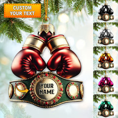 Maxcorners Custom Name Boxing Champion Ornament, Boxing Lover Christmas Gift 2D Flat LM2111