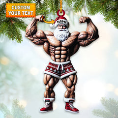 Maxcorners Custom Name Work Out Santa Ornament, Gymnastics Christmas Gift 2D Flat LM2211