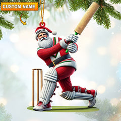 Maxcorners Cricket Ball Santa Pose Christmas Ornament, Personalized Ornament 2D Flat LM2211