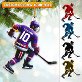 Maxcorners Custom Name and Number Ice Hockey Ornament, Christmas Gift Decoration 2D Flat LM2111