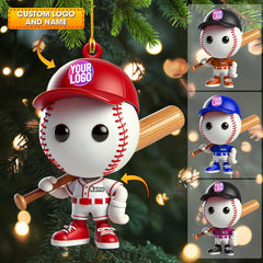 Maxcorners Baseball Christmas Ornament, Personalized Ornament 2D Flat LM2211