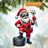 Maxcorners Custom Name Mechanic Santa Ornament, Mechanic Christmas Gift 2D Flat LM2111