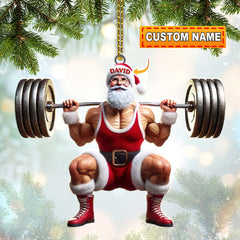 Maxcorners Custom Name Gym Work Out Santa Ornament, Gymnastics Christmas Gift9 2D Flat LM2211