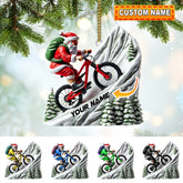 Maxcorners Custom Name Santa Mountain Bike Ornament, Santa Christmas Gift 2D Flat LM2111