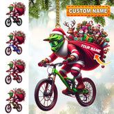Maxcorners Custom Name Santa Bicycle Ornament, Christmas Gift Decoration 2D Flat LM2111