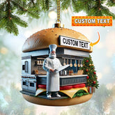 Maxcorners Custom Name Hamburger Shop Ornament, Hot Dog Santa Christmas Gift 2D Flat LM2111