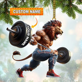 Maxcorners Custom Name Gym Work Out Santa Ornament, Gymnastics Christmas Gift1 2D Flat LM2111