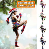 Maxcorners Custom Name Muay Thai Woman Ornament, Muay Thai Christmas Gift 2D Flat LM2111