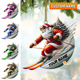 Maxcorners Custom Name Santa Skiing Ornament, Santa Christmas Gift Decoration 2D Flat LM2111