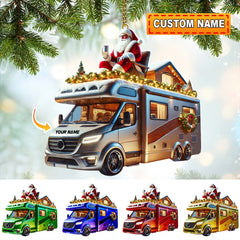 Maxcorners Custom Name Santa Truck Ornament, Santa Christmas Gift 2D Flat LM2111