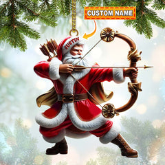 Maxcorners Custom Name Archery Santa Ornament, Christmas Gift 2D Flat LM2211