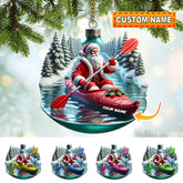 Maxcorners Custom Name Santa Kayaking Ornament, Christmas Gift Decoration 2D Flat LM2111