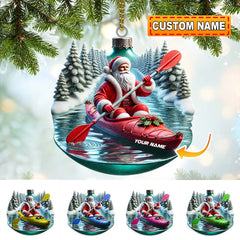 Maxcorners Custom Name Santa Kayaking Ornament, Christmas Gift Decoration 2D Flat LM2111