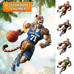 Maxcorners Custom Name and Number Basketball Ornament, Basketball Lover Christmas Gift 2D Flat LM2111