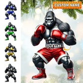 Maxcorners Custom Name Gorilla Boxing Ornament, Boxing Christmas Gift Decoration 2D Flat LM2111