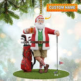Maxcorners Santa Golf And Beer, Home Decor, Christmas Ornament, Personalized Ornament 2D Flat LM2111
