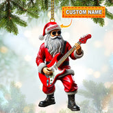 Maxcorners Custom Name Santa Guitar Ornament, Santa Christmas Gift15 2D Flat LM2111