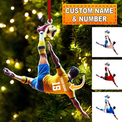 Maxcorners Custom Name and Number Soccer Ornament, Soccer Christmas Gift 2D Flat LM2211