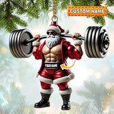 Maxcorners Custom Ornament, Weightlifting Santa Ornament, Christmas Decor 2D Flat LM2211