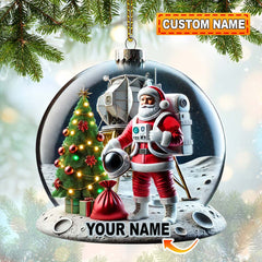 Maxcorners Custom Name Santa Astronaut Ornament, Astronaut Christmas Decoration 2D Flat LM2111
