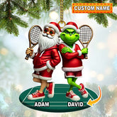 Maxcorners Santa And ELF Christmas Ornament, Personalized Ornament, Tennis Christmas Gift 2D Flat LM2211
